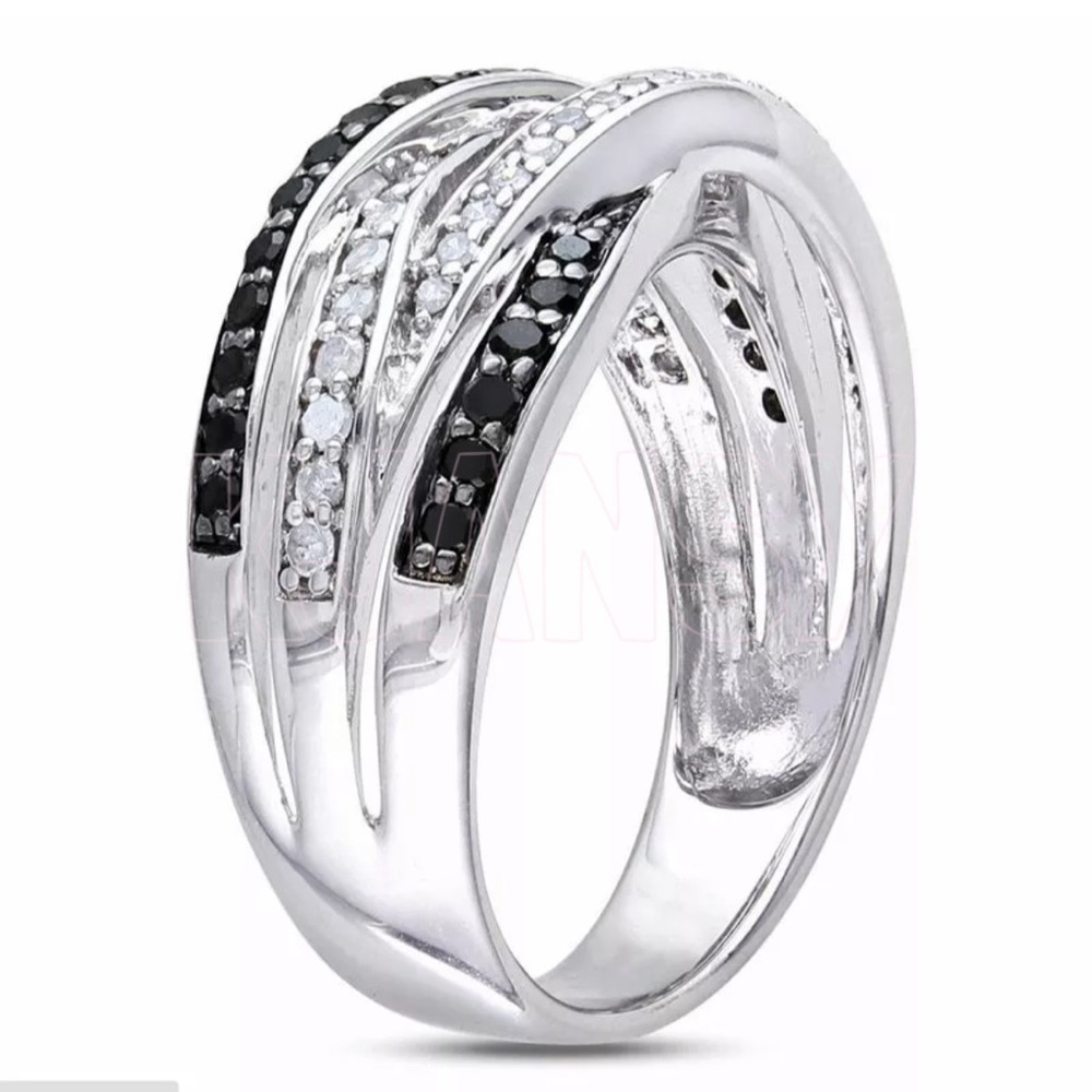 Black & White Sapphire Statement Ring - Picture 5 of 8